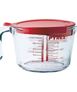 Cana gradata din sticla termorezistenta cu capac, 1L , Pyrex 7 Clip 16 1