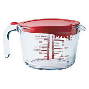 Cana gradata din sticla termorezistenta cu capac, 1L , Pyrex 1 Clip 16 4