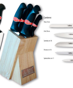 Set 5 buc cutite HORECA cu suport lemn masiv