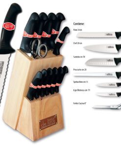 Set 12 buc cutite HORECA cu suport lemn masiv